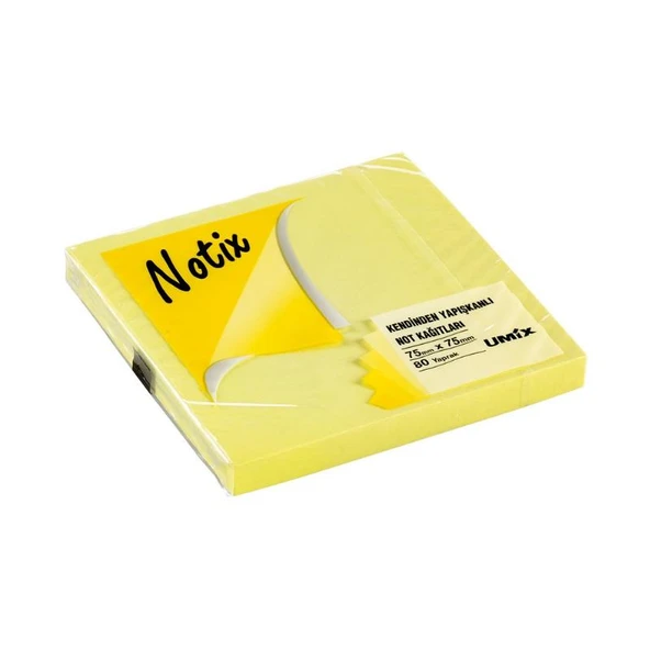 Notix Yapışkanlı Not Kağıdı Neon Sarı 75 mm x 75 mm 80 Yaprak ürün görseli 1