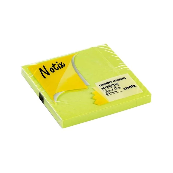 Notix Yapışkanlı Not Kağıdı Neon Yeşil 75 mm x 75 mm 80 Yaprak ürün görseli 1