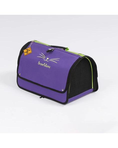 Brave Paws Perdeli Flybag Plastik Yırtılmaz Fileli Kedi ve Köpek Taşıma Çantası Havayolu Çantası (MOR) ürün görseli 1