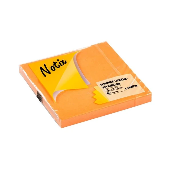 Notix Yapışkanlı Not Kağıdı Neon Turuncu 75 mm x 75 mm 80 Yaprak ürün görseli 1