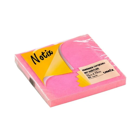 Notix Yapışkanlı Not Kağıdı Neon Pembe 75 mm x 75 mm 80 Yaprak ürün görseli 1