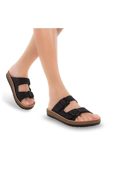 Muya Yuna 31032-430 Anatomik Taban Kadın Terlik Nubuk Siyah 36-40 ürün görseli 1