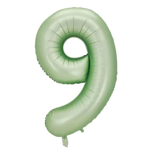 9 Rakam Retro Yeşil Folyo Balon 34 inç 76 cm ürün görseli 1