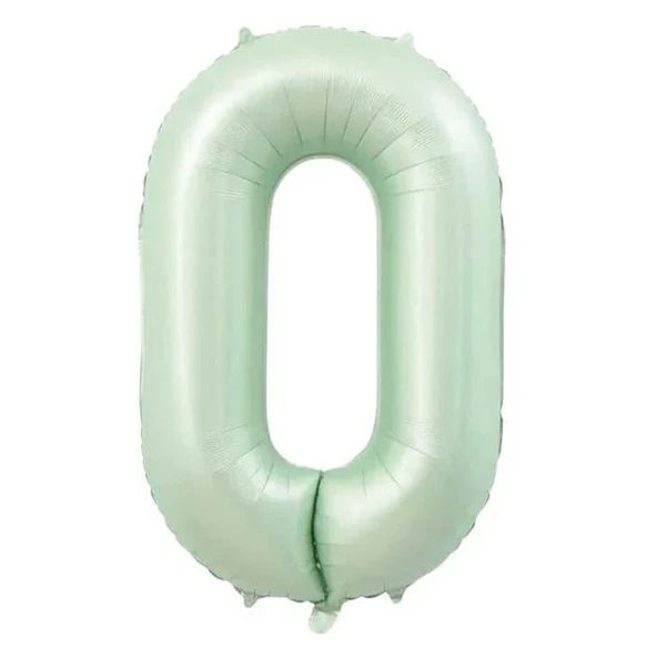 0 Rakam Retro Yeşil Folyo Balon 34 inç 76 cm ürün görseli 1
