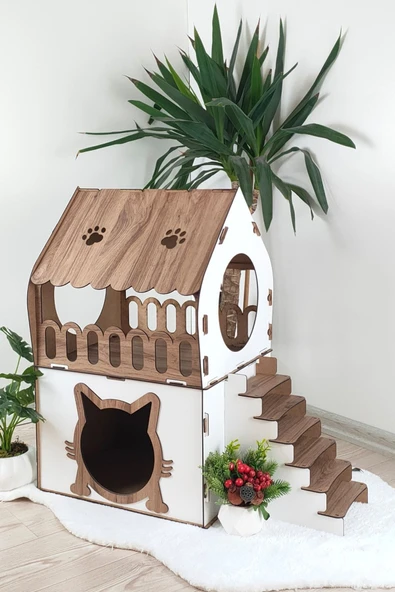 Kedi Evi 2 Katlı Merdivenli - Resim 2