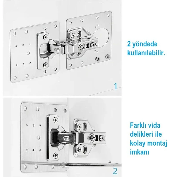 Zhltools Paslanmaz Çelik Menteşe Onarım Plakası - Resim 3