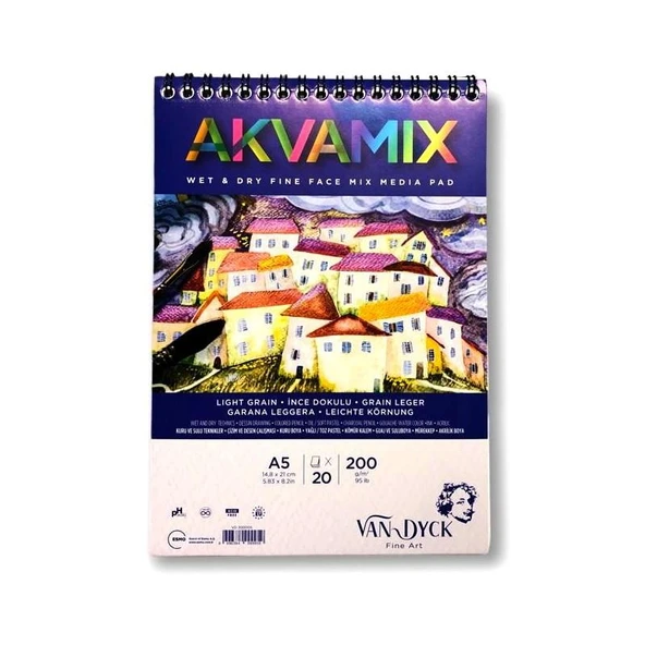 VAN DYCK ÇİZİM BLOK AKVAMIX A5 200 GR 20 YP SPİRAL ürün görseli 1