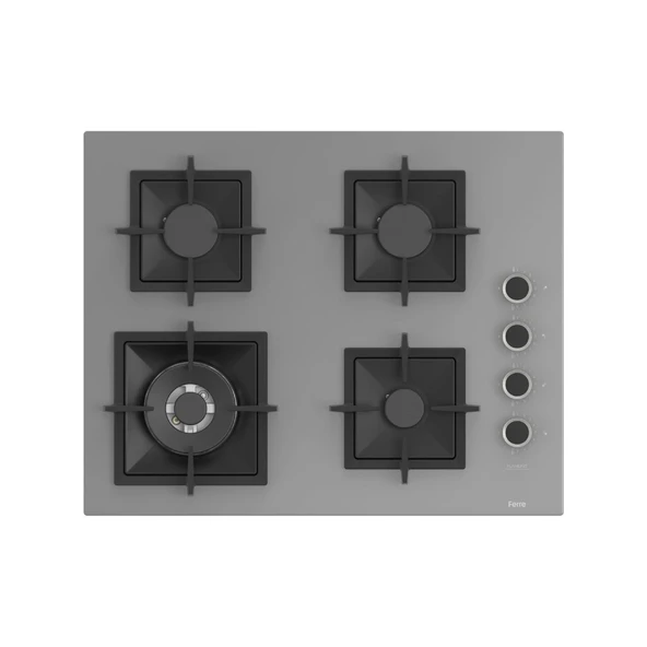 FERRE SC408-WFA FLAMEART GRİ BĞZ. DÖKÜM IZG. 65 CM CAM OCAK ürün görseli 1