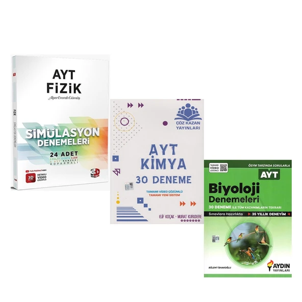 3D AYT Fizik Çöz Kazan Kimya ve Aydın Biyoloji Deneme Seti 3 Kitap ürün görseli 1