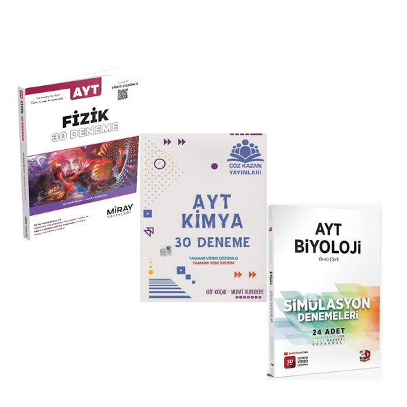 Miray AYT Fizik Çöz Kazan Kimya ve 3D Biyoloji Deneme Seti 3 Kitap ürün görseli 1