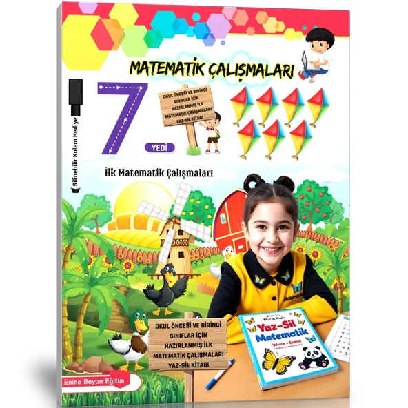 Okul Öncesi ve Birinci Sınıflar İçin İLK Matematik Çalışmaları YAZ-SİL Kitabı ürün görseli 1