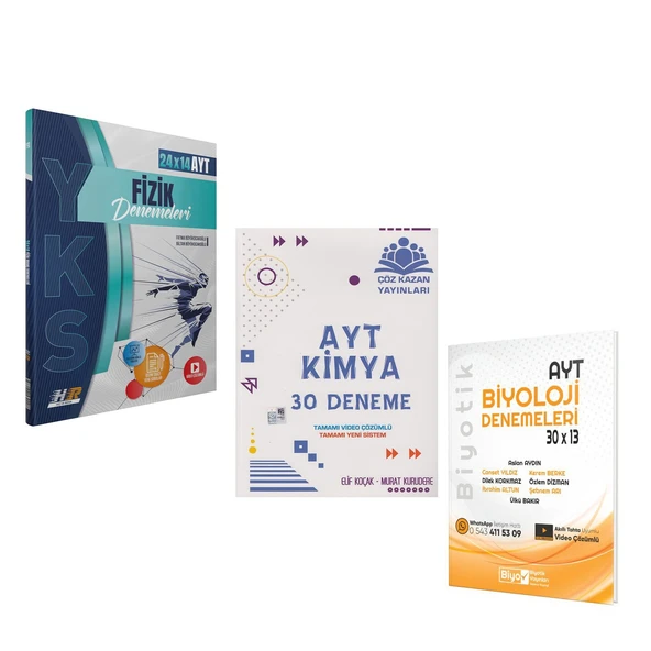 Hız Renk AYT Fizik Çöz Kazan Kimya ve Biyotik Biyoloji Deneme Seti 3 Kitap ürün görseli 1