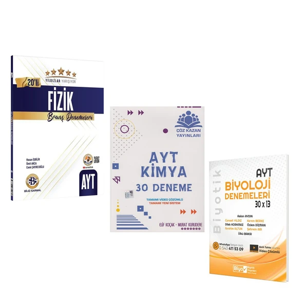 Bilgi Sarmal Yıldızlar Yarışıyor AYT Fizik Çöz Kazan Kimya ve Biyotik Biyoloji Deneme Seti 3 Kitap ürün görseli 1