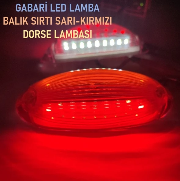 Gabari Led Balık Sırtı Dorse Lambası Sarı-kırmızı 12-24 Volt 1 Adet ürün görseli 1