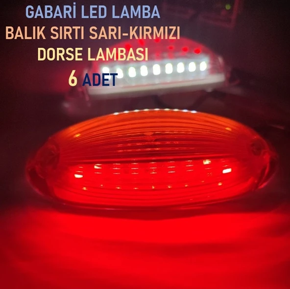 6 Adet Gabari Led Balık Sırtı Dorse Lambası Sarı-kırmızı 12-24 Volt ürün görseli 1