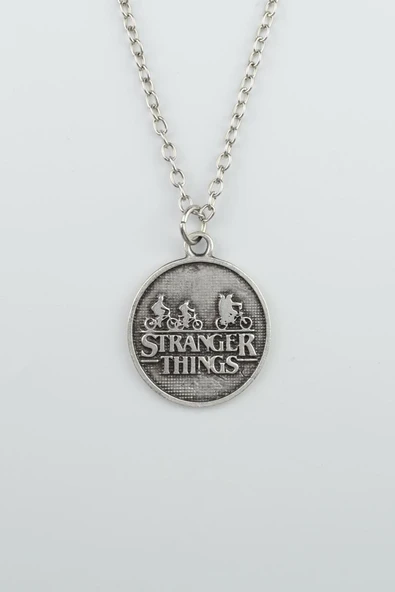 Stranger Things  Gümüş Kaplama Düz Zincir Kolye ürün görseli 1