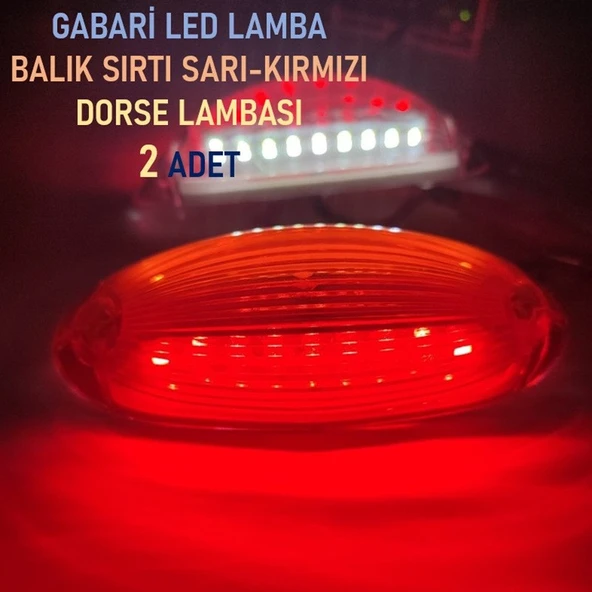 2 Adet Gabari Led Balık Sırtı Dorse Lambası Sarı-kırmızı 12-24 Volt ürün görseli 1