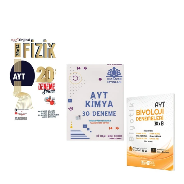 Orijinal Mikro AYT Fizik Çöz Kazan Kimya ve Biyotik Biyoloji Deneme Seti 3 Kitap ürün görseli 1