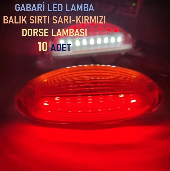 10 Adet Gabari Balık Sırtı Dorse Lambası Sarı-kırmızı 12-24 Volt ürün görseli 1