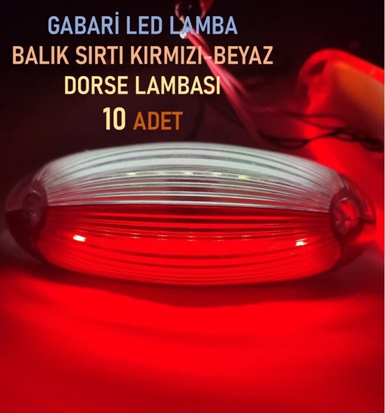 10 Adet Gabari Balık Sırtı Dorse Lambası Kırmızı-beyaz 12-24 V ürün görseli 1