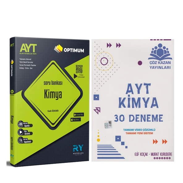 Referans Yayınları AYT Kimya Optimum Soru Bankası ve Çöz Kazan Deneme Seti 2 Kitap ürün görseli 1