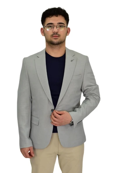 Erkek Gri Tek Spor Ceket Çift Yırtmaçlı BGL-ST04465 ürün görseli 1