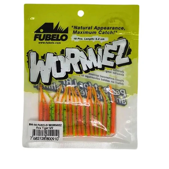 Fubelo Wormiez 5.2cm 18 Adet Lrf Silikonu  Fire Tiger UV ürün görseli 1
