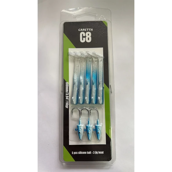 Caretta C8 10cm 10gr 5+3 Silikon Yem  Blue Blue ürün görseli 1