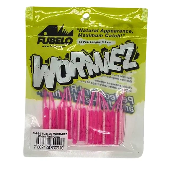Fubelo Wormiez 5.2cm 18 Adet Lrf Silikonu  White Pink Glow ürün görseli 1