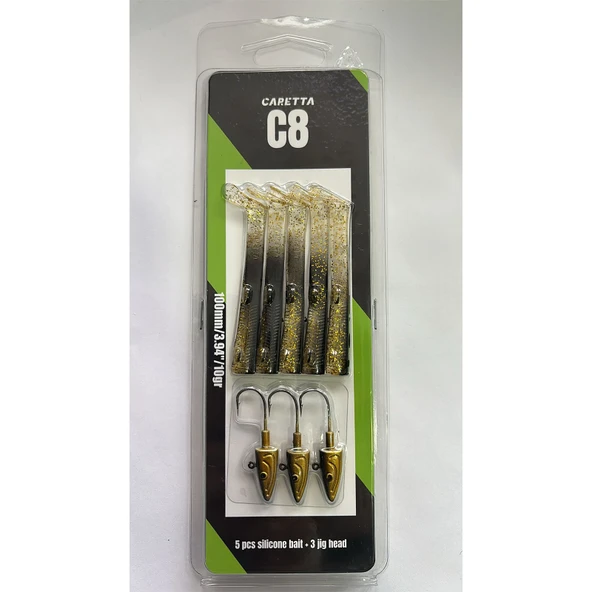 Caretta C8 10cm 10gr 5+3 Silikon Yem  Gold ürün görseli 1