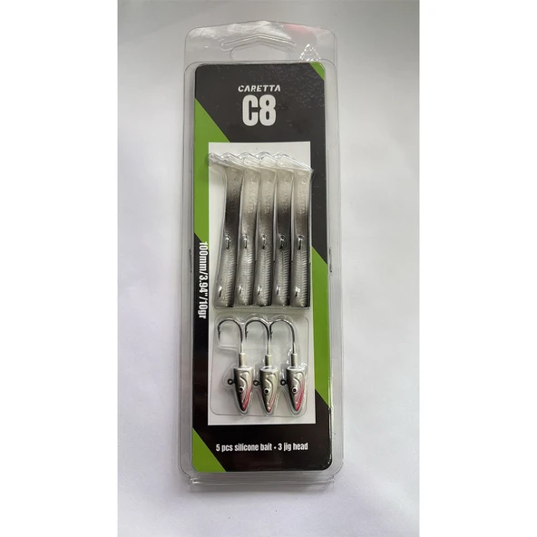 Caretta C8 10cm 10gr 5+3 Silikon Yem  Black Back ürün görseli 1