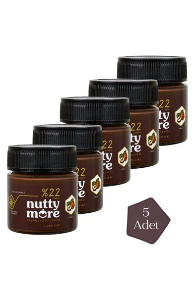 Nutty More %22 Kakaolu Fındık Ezmesi 200 gr x 5 Adet ürün görseli 1
