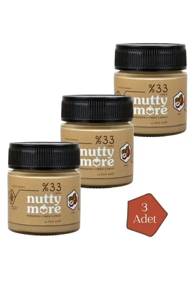 Nutty More %33 Fındık Parçacıklı Fındık Ezmesi 200 gr x 3 Adet ürün görseli 1