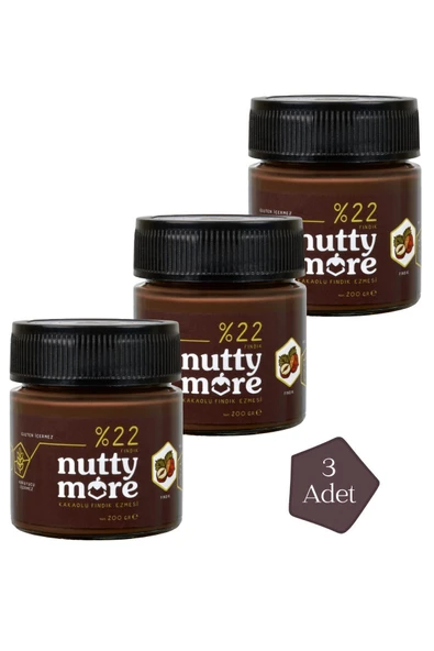 Nutty More %22 Kakaolu Fındık Ezmesi 200 gr x 3 Adet ürün görseli 1