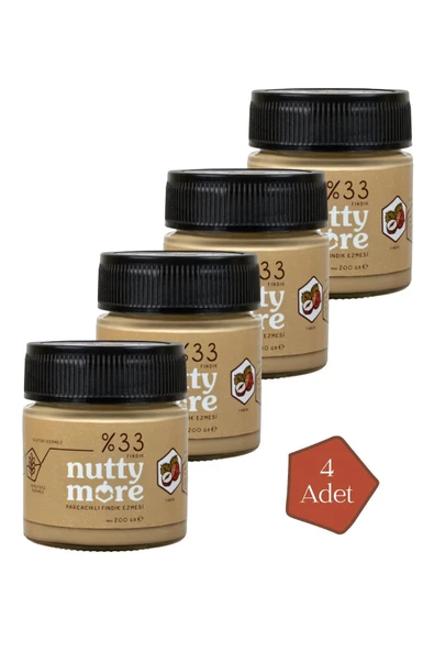 Nutty More %33 Fındık Parçacıklı Fındık Ezmesi 200 gr x 4 Adet ürün görseli 1