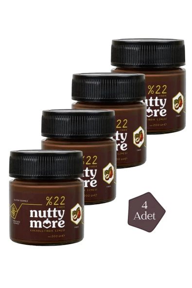 Nutty More %22 Kakaolu Fındık Ezmesi 200 gr x 4 Adet ürün görseli 1