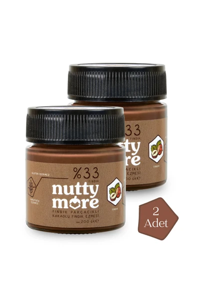 Nutty More %33 Fındık Parçacıklı Kakaolu Fındık Ezmesi 200 gr x 2 Adet ürün görseli 1