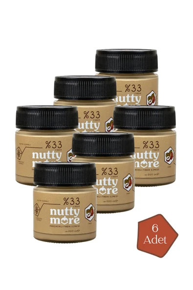 Nutty More %33 Fındık Parçacıklı Fındık Ezmesi 200 gr x 6 Adet ürün görseli 1