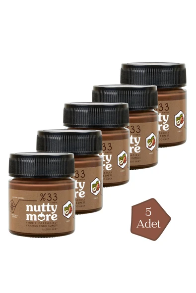 Nutty More %33 Fındık Parçacıklı Kakaolu Fındık Ezmesi 200 gr x 5 Adet ürün görseli 1