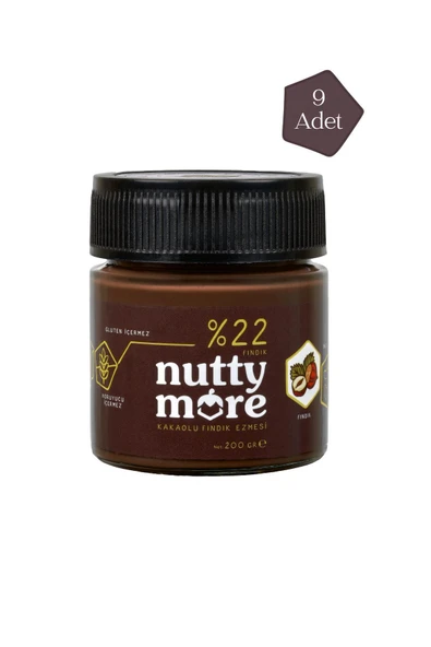 Nutty More %22 Kakaolu Fındık Ezmesi 200 gr x 9 Adet ürün görseli 1
