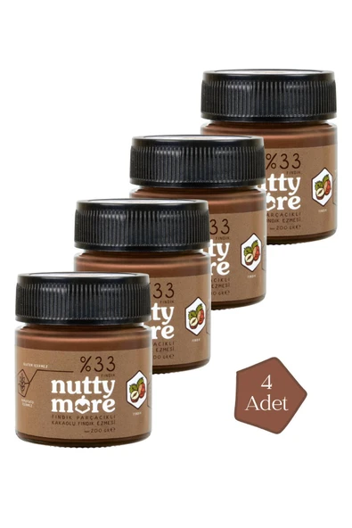 Nutty More %33 Fındık Parçacıklı Kakaolu Fındık Ezmesi 200 gr x 4 Adet ürün görseli 1