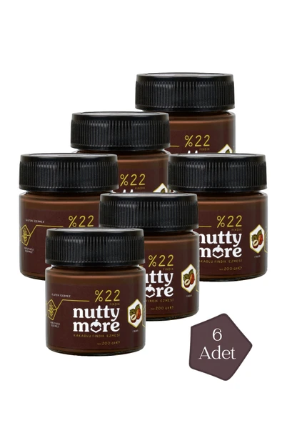 Nutty More %22 Kakaolu Fındık Ezmesi 200 gr x 6 Adet ürün görseli 1