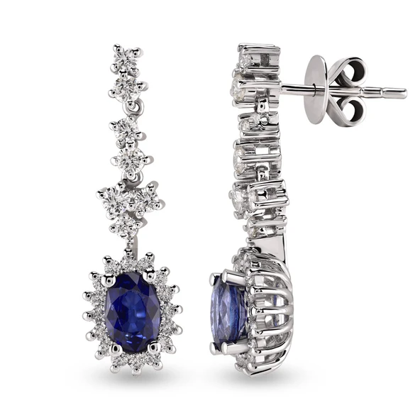 Harem Altın 1.74 Ct Pırlantalı Safir Küpe RTK38 ürün görseli 1