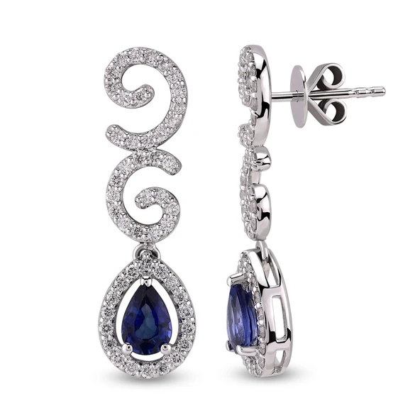 Harem Altın 1.59 Ct Pırlantalı Safir Küpe RTK33 ürün görseli 1