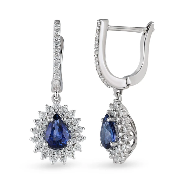 Harem Altın 2.50 Ct Pırlantalı Safir Küpe RTK43 ürün görseli 1
