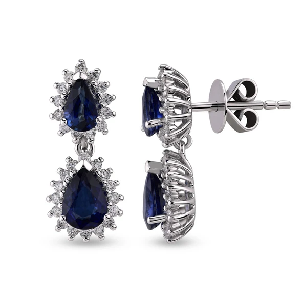 Harem Altın 3.16 Ct Pırlantalı Safir Küpe RTK32 ürün görseli 1