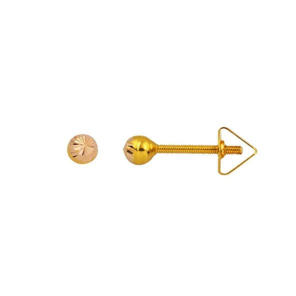 Harem Altın 3 mm Vidalı Top Küpe KP097 ürün görseli 1