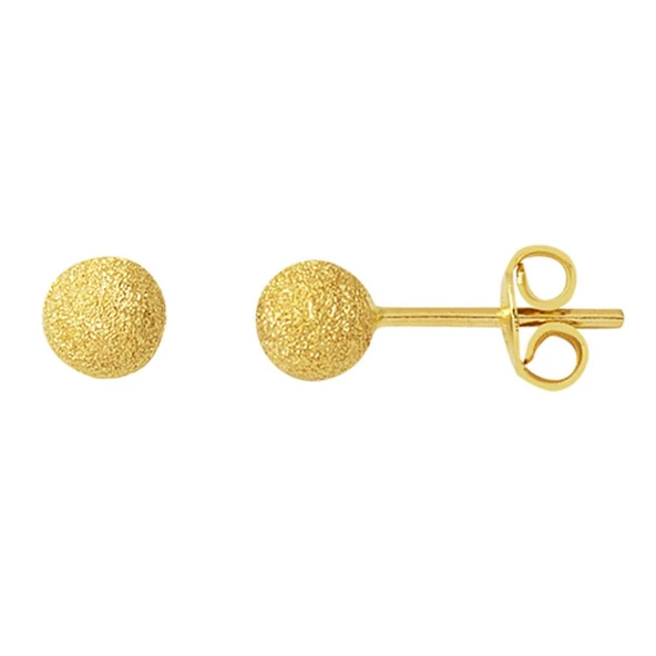 Harem Altın 5 mm 14 Ayar Altın Kumlu Top Küpe KP103 ürün görseli 1