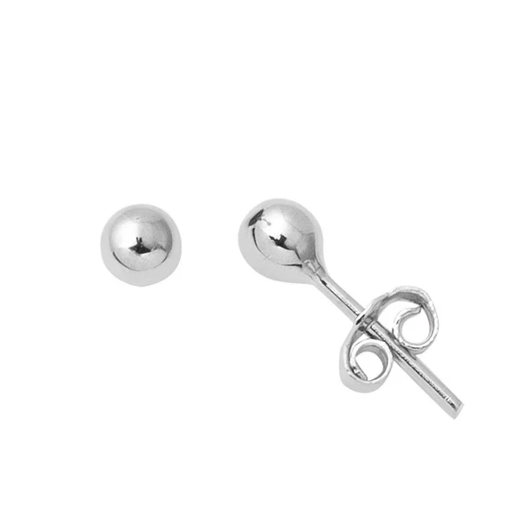 Harem Altın 4 mm 14 Ayar Altın Beyaz Top Küpe KP098 ürün görseli 1