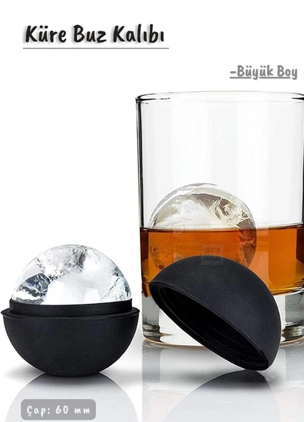 Küre Pro Buz Kalıbı Silikon Küre Çikolata Kalıbı Siyah Çap 60 mm ürün görseli 1